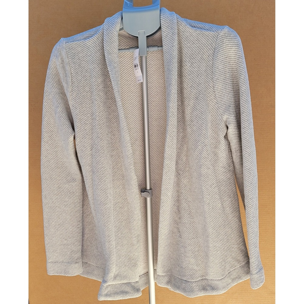 Loft Womens Grey Textured Open Front Shawl Collar Cardigan Sweater Size M NWT